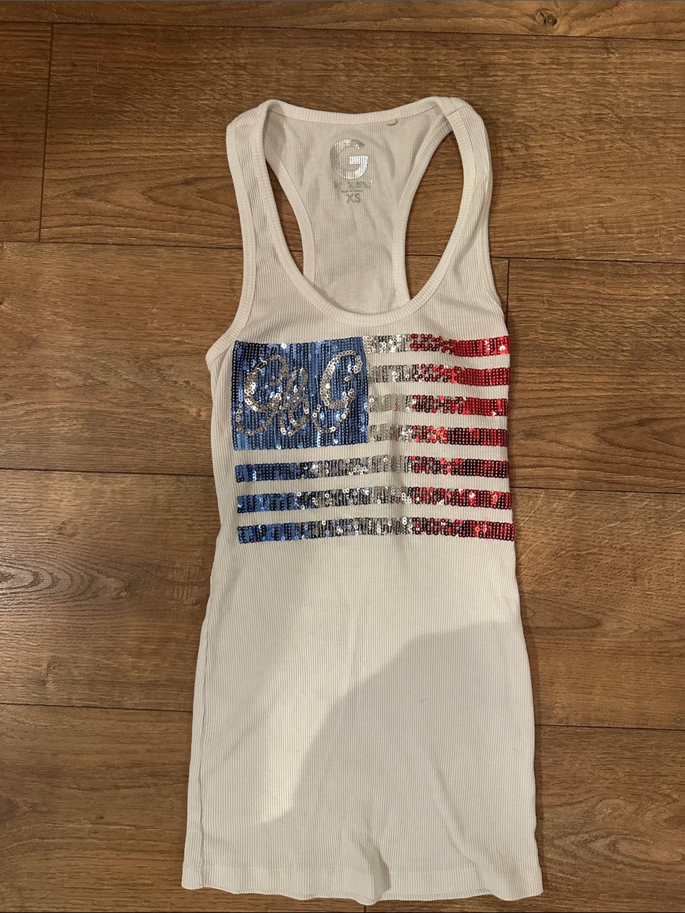 Guess brand White Sequin American Flag Tank - XS